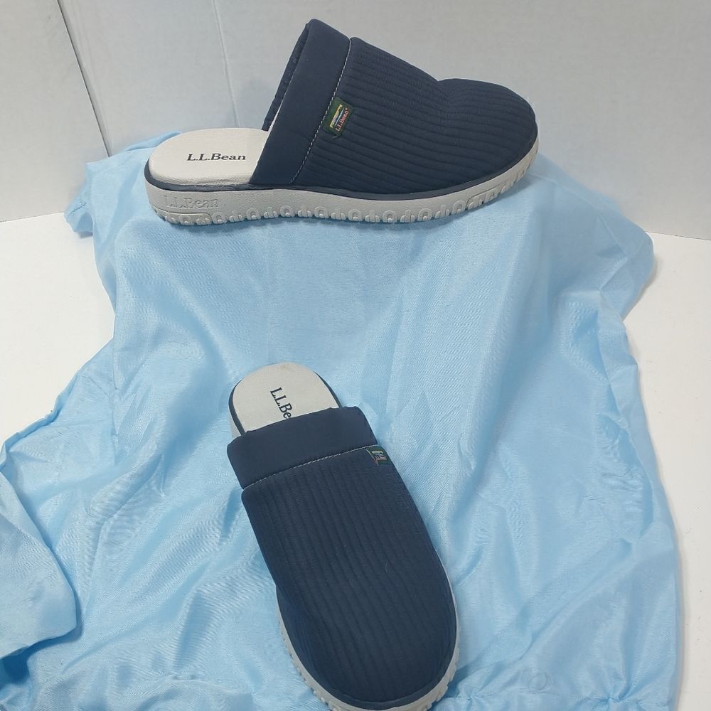 LL BEAN Women's  Size 8M Blue Nylon Airtight Slide On Slippers